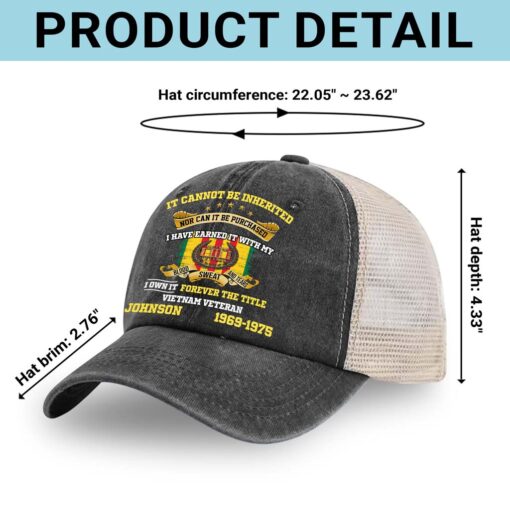 Personalized Vietnam Veteran Baseball Cap, 2D Denim Hat With Mesh QFTD5160603 - Image 6