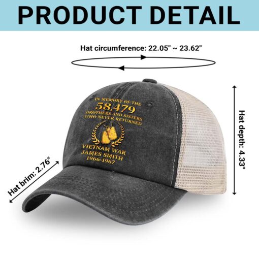 Personalized Vietnam Veteran Baseball Cap, 2D Denim Hat With Mesh QFTD5160605 - Image 6