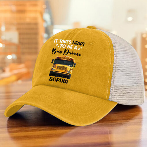 Personalized School Bus Driver Demin Hat With Mesh QFHM5180603 - Image 5