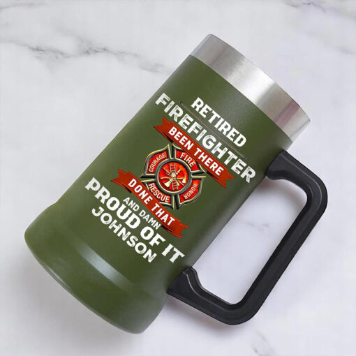 Custom Firefighter Retired Beer Mug THTZ5210603 - Image 2
