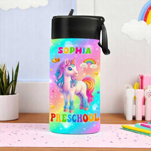 Personalized Unicorn Preschool Backpack, Custom Name Girls School Bag, Rainbow Pink Toddler Backpack, Back To School Gift For Kids MQND5210602-DX - Image 5