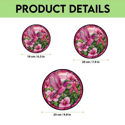Hummingbird Ribbon Breast Cancer Awareness Faux Stained Glass Suncatcher QFPY4271205 - Image 5