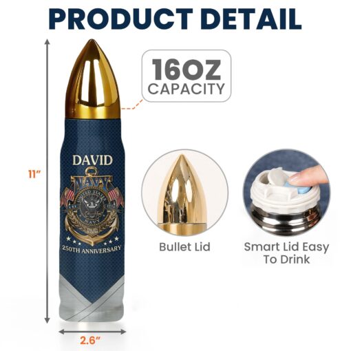 Custom US Navy 250th Anniversary Bullet Tumbler, Gift For Veterans UKHA5240603 - Image 4