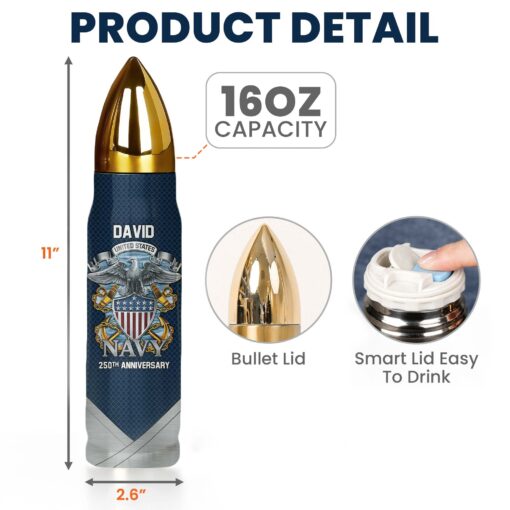 Custom US Navy 250th Anniversary Bullet Tumbler, Gift For Veterans UKHA5240604 - Image 4