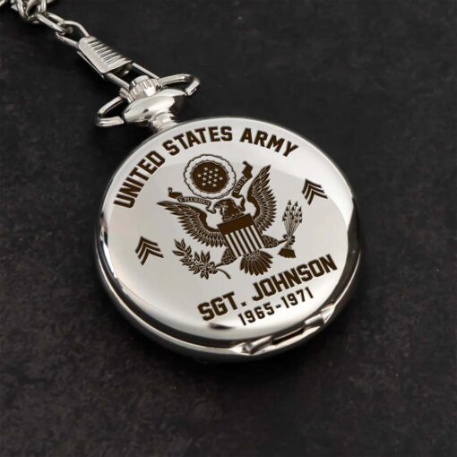 Personalized US Army Veteran Vintage Pocket Watch UKHM5260602 - Image 4