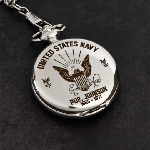 Personalized US Navy Veteran  Vintage Pocket Watch UKHM5260603 - Image 4