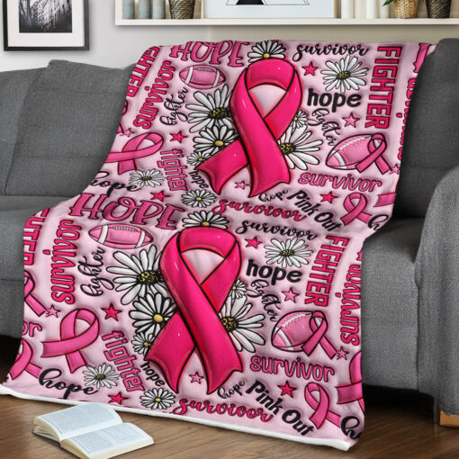 Breast Cancer 3D Inflated Effect Printed Fleece Blanket QFNT5260601 - Image 4