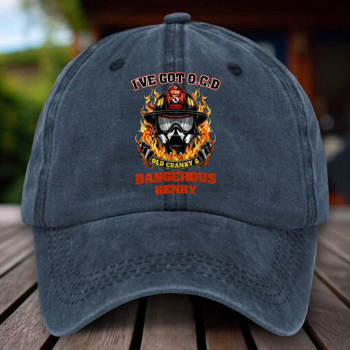 Personalized Firefighter Distressed Washed Cotton Printed Hat MQHH5040602 - Image 3