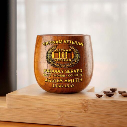 Personalized Vietnam Veteran Wooden Bourbon Whiskey Mug QFTD5060604 - Image 6