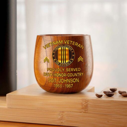 Personalized Vietnam Veteran Wooden Bourbon Whiskey Mug QFTD5060606 - Image 6