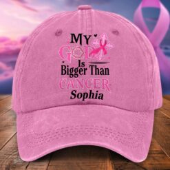 Personalized Distressed Washed Cotton Breast Cancer Printed Hat QFTD5120602