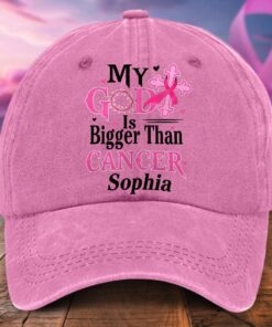 Personalized Distressed Washed Cotton Breast Cancer Printed Hat QFTD5120602