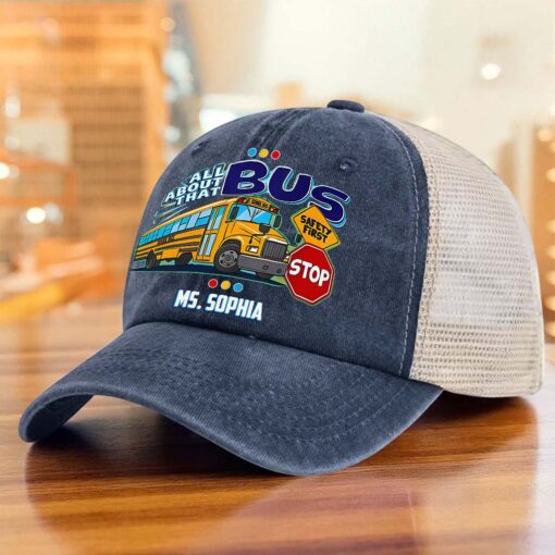Personalized School Bus Driver Demin Hat With Mesh QFHM5180602 - Image 6