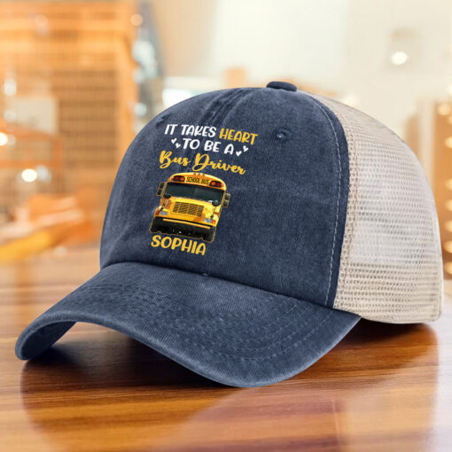 Personalized School Bus Driver Demin Hat With Mesh QFHM5180603 - Image 6