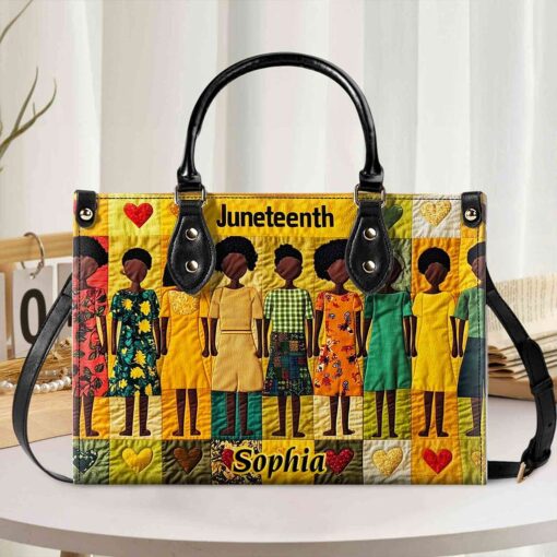 Custom Juneteenth Faux Quilt Effect Leather Bag THPY5020601