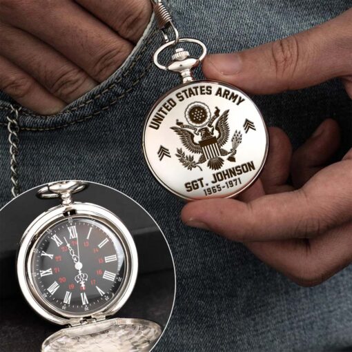 Personalized US Army Veteran Vintage Pocket Watch UKHM5260602