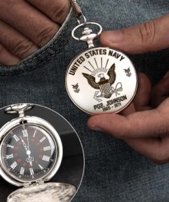 Personalized US Navy Veteran  Vintage Pocket Watch UKHM5260603