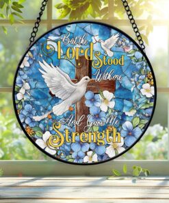 Floral Cross Faux Stained Glass Suncatcher QFTZ5200601