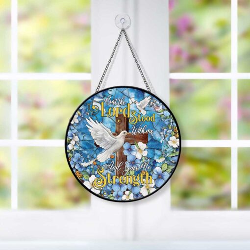 Floral Cross Faux Stained Glass Suncatcher QFTZ5200601 - Image 3