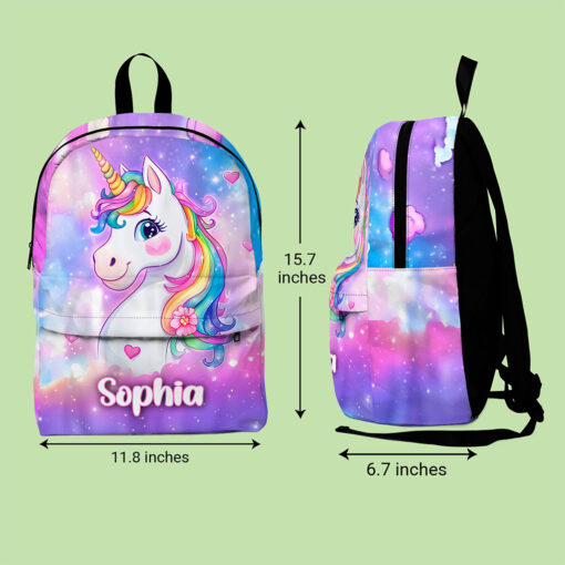 Personalized Unicorn Backpack, Lunch Bag, Pencil Pouch, Back to School Gifts, Custom book bag, Name on School Bag for girls, Gifts for Kids QFND5020601-DX - Image 6
