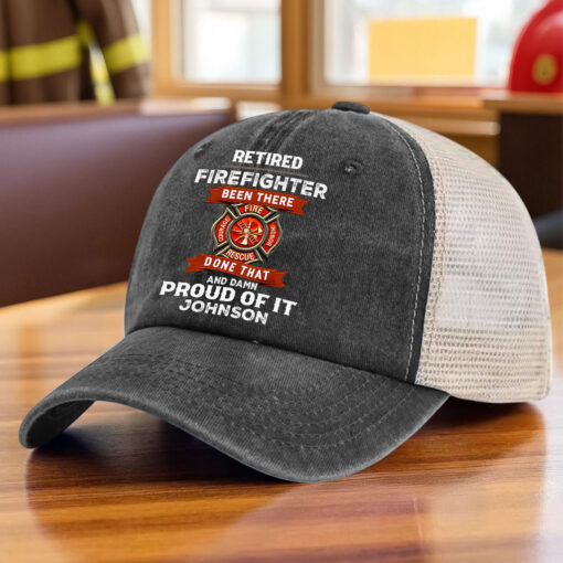 Personalized Retired Firefighter Demin Hat With Mesh QFTZ5130604 - Image 6