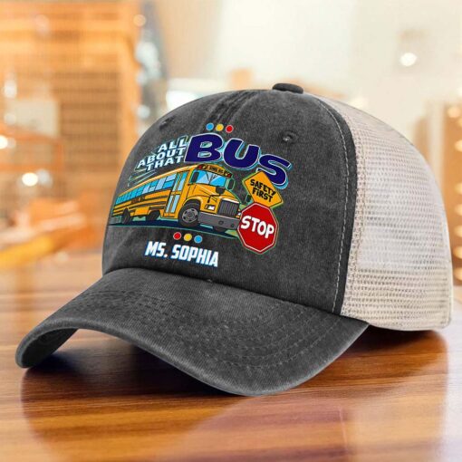 Personalized School Bus Driver Demin Hat With Mesh QFHM5180602 - Image 5