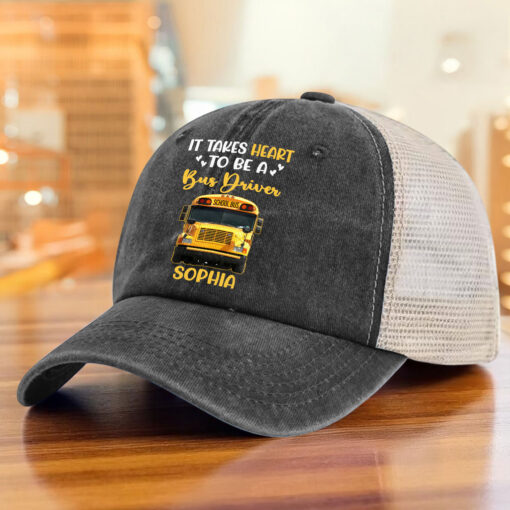 Personalized School Bus Driver Demin Hat With Mesh QFHM5180603 - Image 7