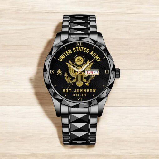Custom Name Rank And Year US Army Veteran Watch, Watches For Soldiers, Army Watch, Military Style Alloy Luxury Quartz Watch QFHA5200602 - Image 3