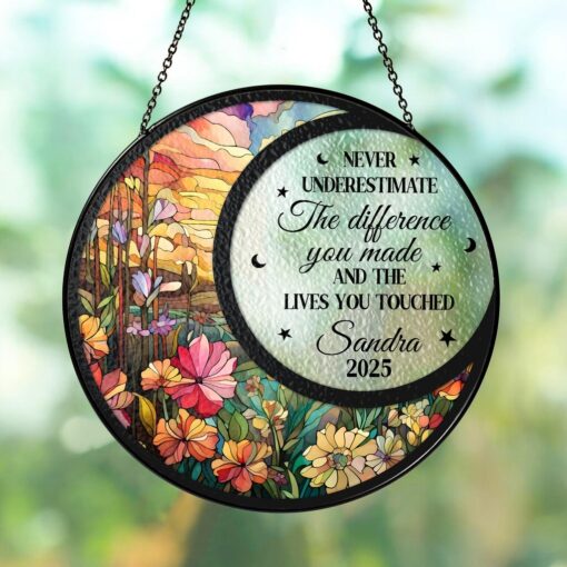 Personalized Retirement Faux Stained Glass Suncatcher, Retirement Window Hangings, Coworker Gifts, Retirement Gifts, Co Worker Leaving Gifts UKNT5030602 - Image 2