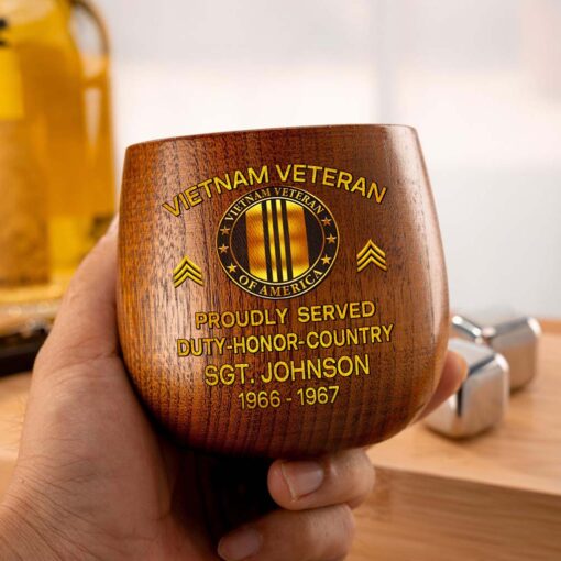 Personalized Vietnam Veteran Wooden Bourbon Whiskey Mug QFTD5060606 - Image 5