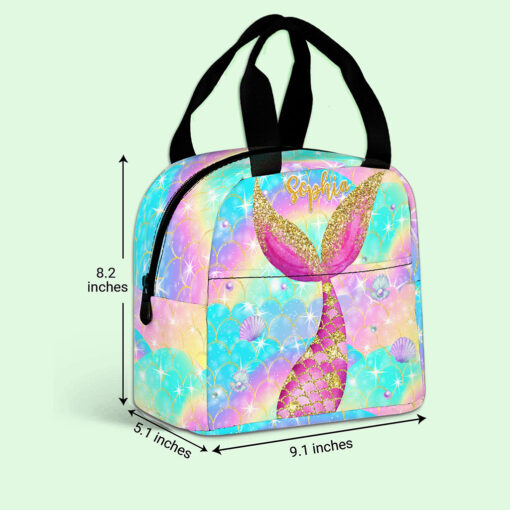 Personalized Mermaid Backpack, Lunch Bag, Pencil Pouch, Back to School Gifts, Custom book bag, Name on School Bag for girls, Gifts for Kids  QFND5120604-DX - Image 7