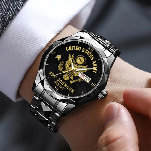 Custom Name Rank And Year US Army Veteran Watch, Watches For Soldiers, Army Watch, Military Style Alloy Luxury Quartz Watch QFHA5200602 - Image 5