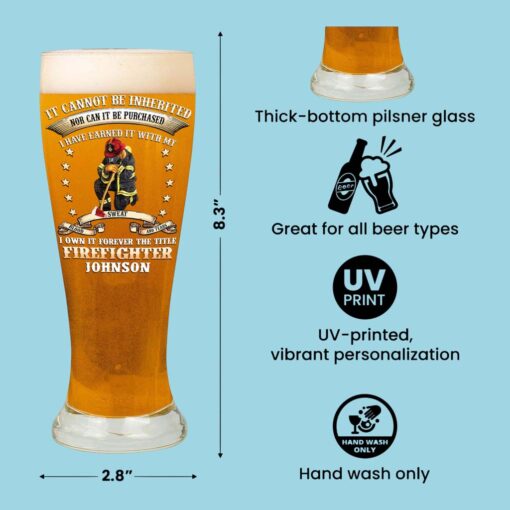 Personalized Firefighter Pilsner Glass NPHM5300506 - Image 7