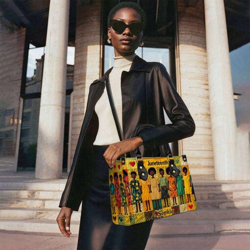 Custom Juneteenth Faux Quilt Effect Leather Bag THPY5020601 - Image 3