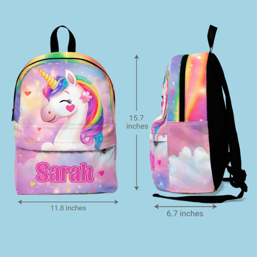 Personalized Unicorn Backpack, Lunch Bag, Pencil Pouch, Back to School Gifts, Custom book bag, Name on School Bag for girls, Gifts for Kids QFND5300503-DX - Image 6