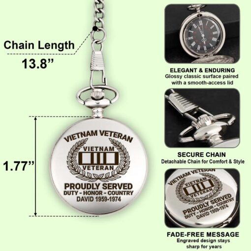 Personalized Vietnam Veteran Vintage Pocket Watch UKHM5250601 - Image 9