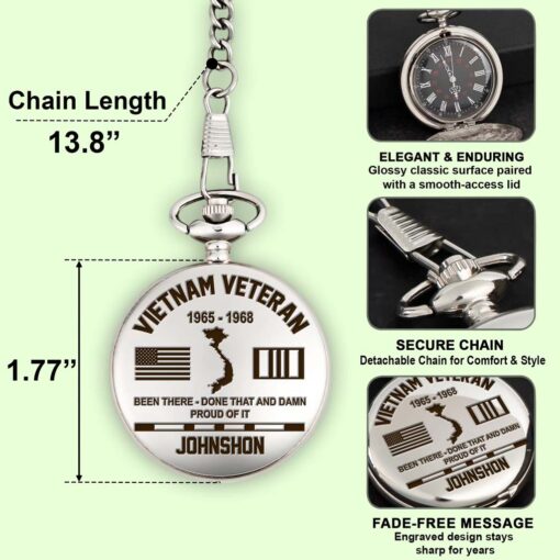 Personalized Vietnam Veteran Vintage Pocket Watch UKHM5250604 - Image 8