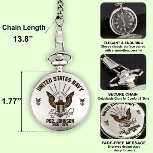 Personalized US Navy Veteran  Vintage Pocket Watch UKHM5260603 - Image 9