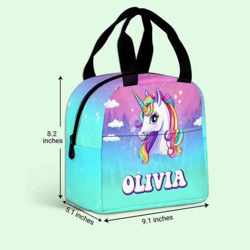 Personalized Unicorn Backpack, Lunch Bag, Pencil Pouch, Back to School Gifts, Custom book bag, Name on School Bag for girls, Gifts for Kids QFND5300502-DX - Image 7