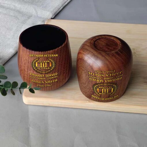 Personalized Vietnam Veteran Wooden Bourbon Whiskey Mug QFTD5060604 - Image 3
