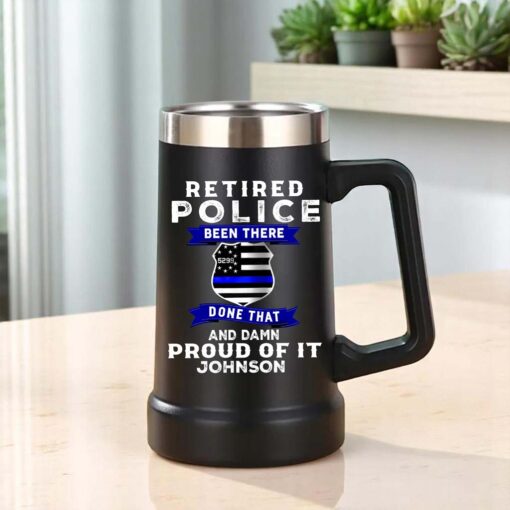 Custom Police Retirement Beer Tumbler With Handle THTD5210601 - Image 2