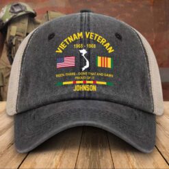 Personalized Vietnam Veteran Baseball Cap, 2D Denim Hat With Mesh QFTD5160601