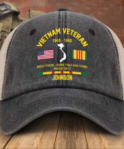 Personalized Vietnam Veteran Baseball Cap, 2D Denim Hat With Mesh QFTD5160601