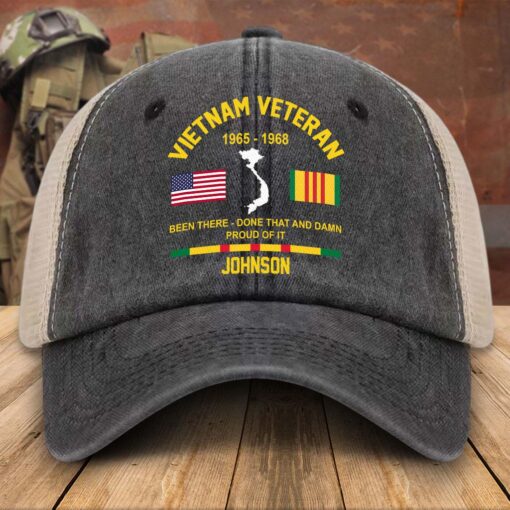 Personalized Vietnam Veteran Baseball Cap, 2D Denim Hat With Mesh QFTD5160601
