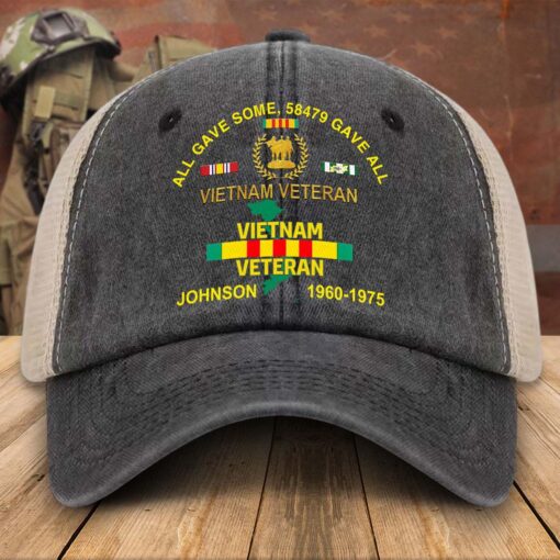 Personalized Vietnam Veteran Baseball Cap, 2D Denim Hat With Mesh QFTD5160602 - Image 7