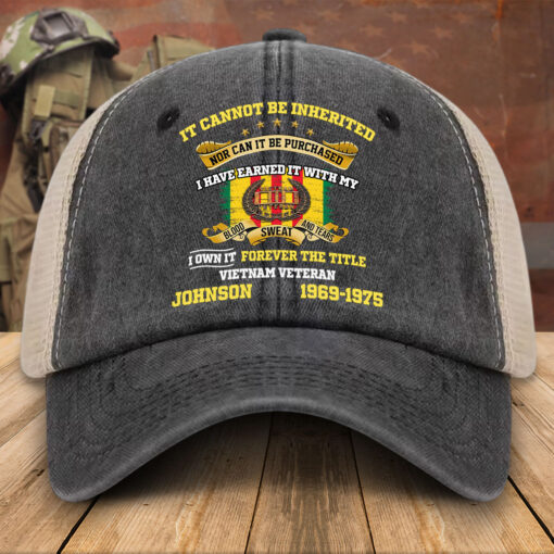 Personalized Vietnam Veteran Baseball Cap, 2D Denim Hat With Mesh QFTD5160603 - Image 4