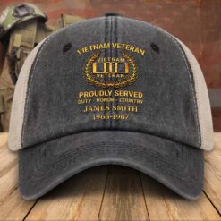 Personalized Vietnam Veteran Baseball Cap, 2D Denim Hat With Mesh QFTD5160604