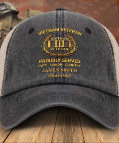 Personalized Vietnam Veteran Baseball Cap, 2D Denim Hat With Mesh QFTD5160604