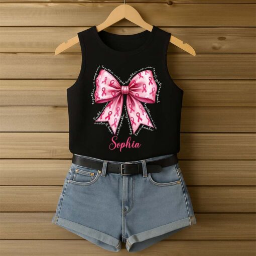 Personalized Name Breast Cancer Awareness 3D All-Over Printed Tank Top QFTD5180605 - Image 3