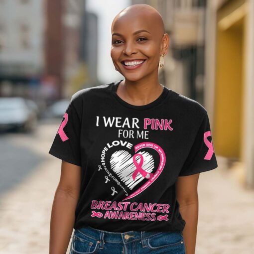 Custom Breast Cancer Shirt, I Wear Pink For Family Shirt, Breast Cancer Awareness Gift UKTD5210604 - Image 3